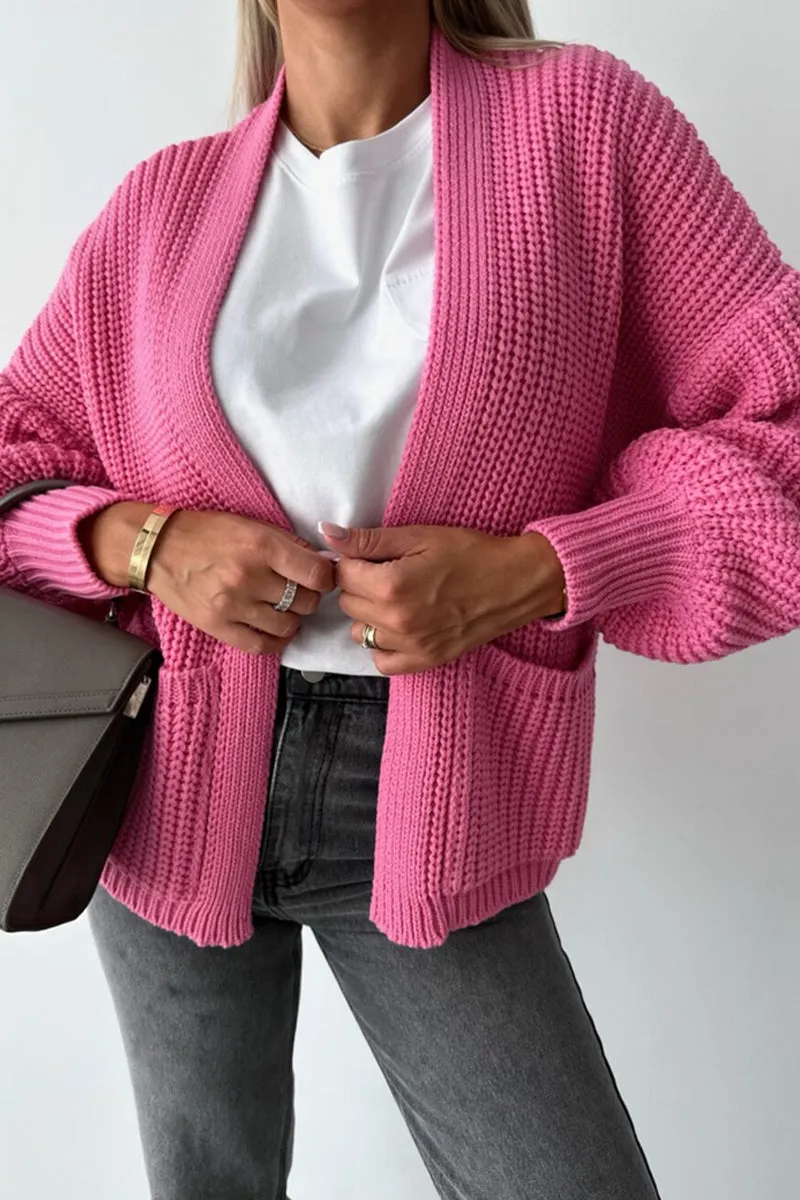 Elegant Solid Pocket V Neck Outerwear YE9843