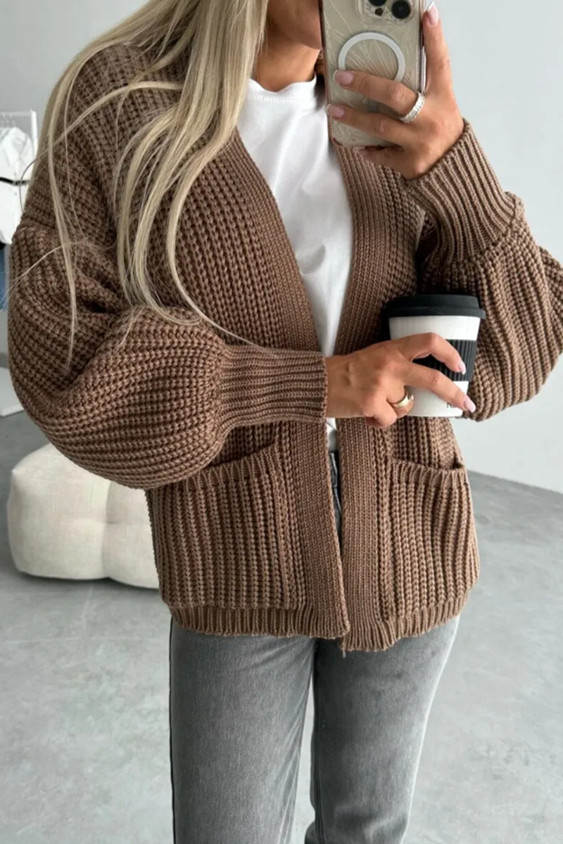 Elegant Solid Pocket V Neck Outerwear YE9843