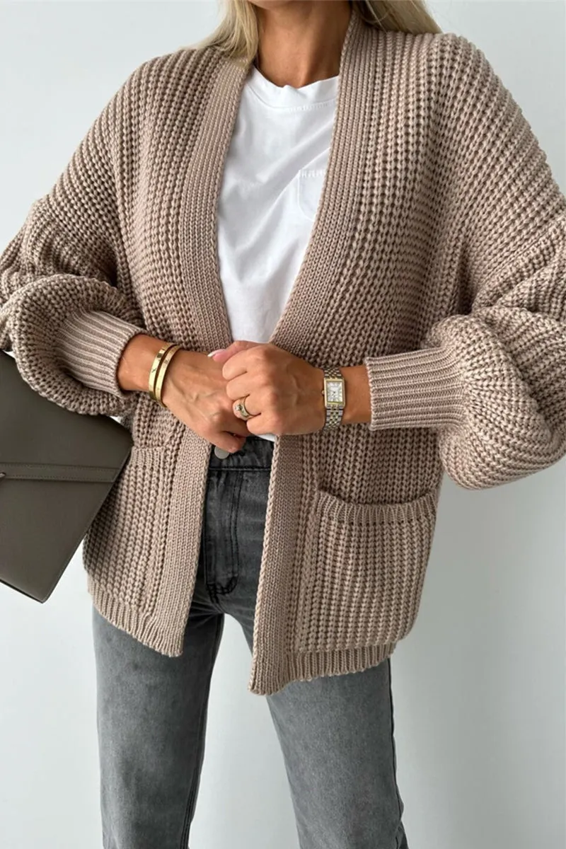 Elegant Solid Pocket V Neck Outerwear YE9843