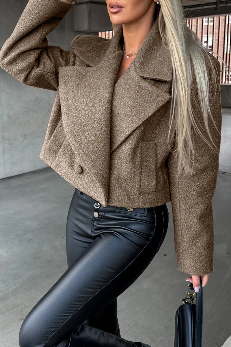 Elegant Solid Turndown Collar Outerwear YE9861