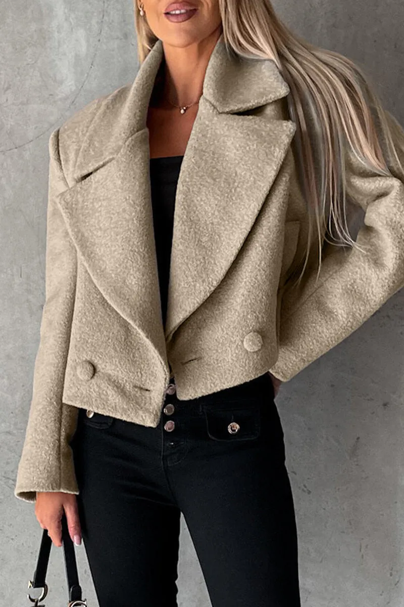 Elegant Solid Turndown Collar Outerwear YE9861