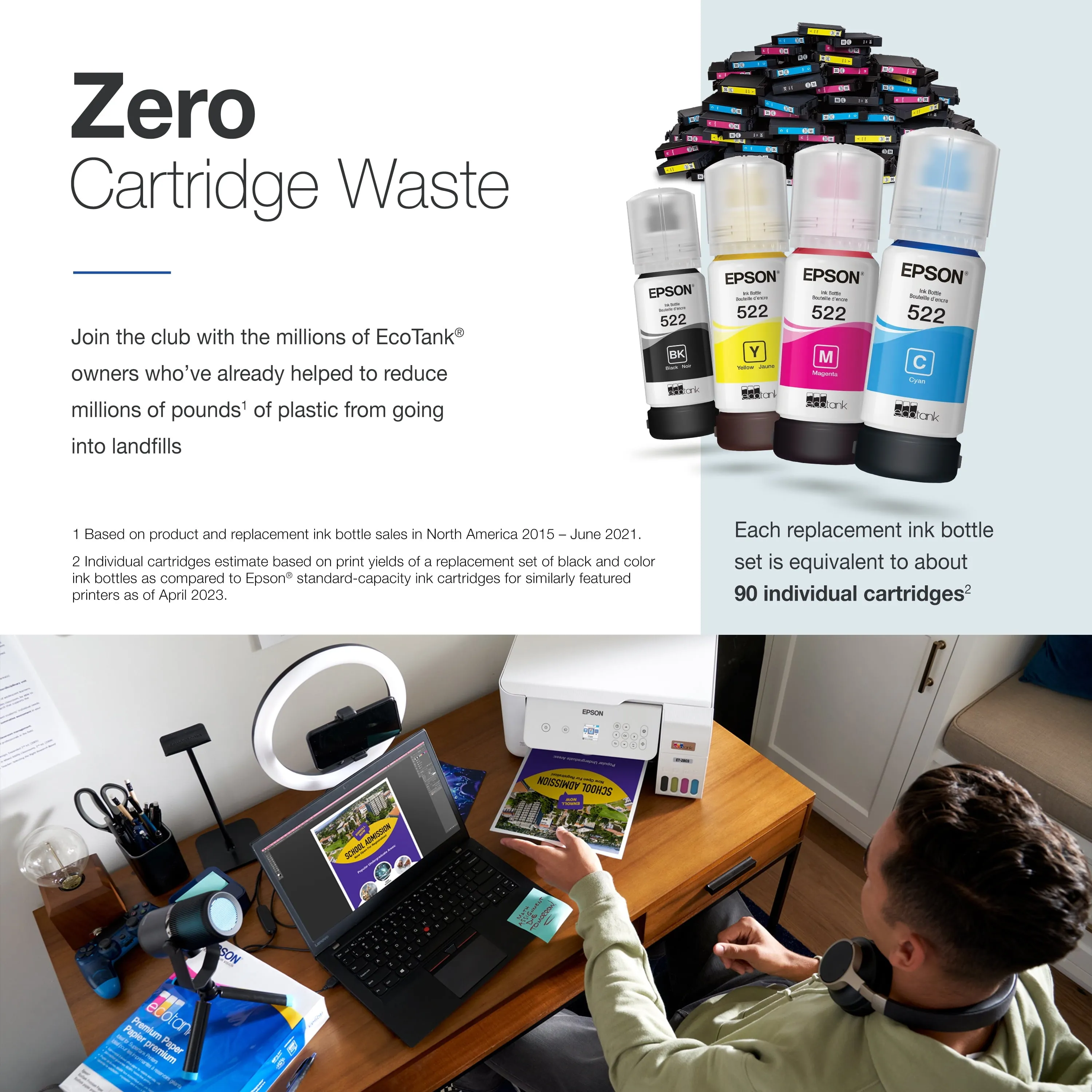 Epson EcoTank ET-2803 Wireless All-in-One Cartridge-Free Printer