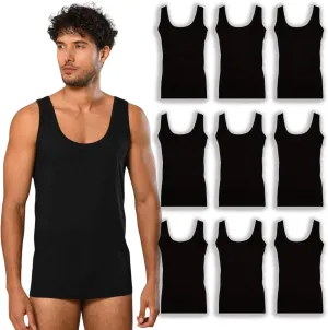 Erdem Men's Underwear Tank Top 9 Piece, Multipack, Classic, Cotton Undershirt for Men, Basic Comfortable Men Underwear, Durable Mens Tank Tops, Black, M