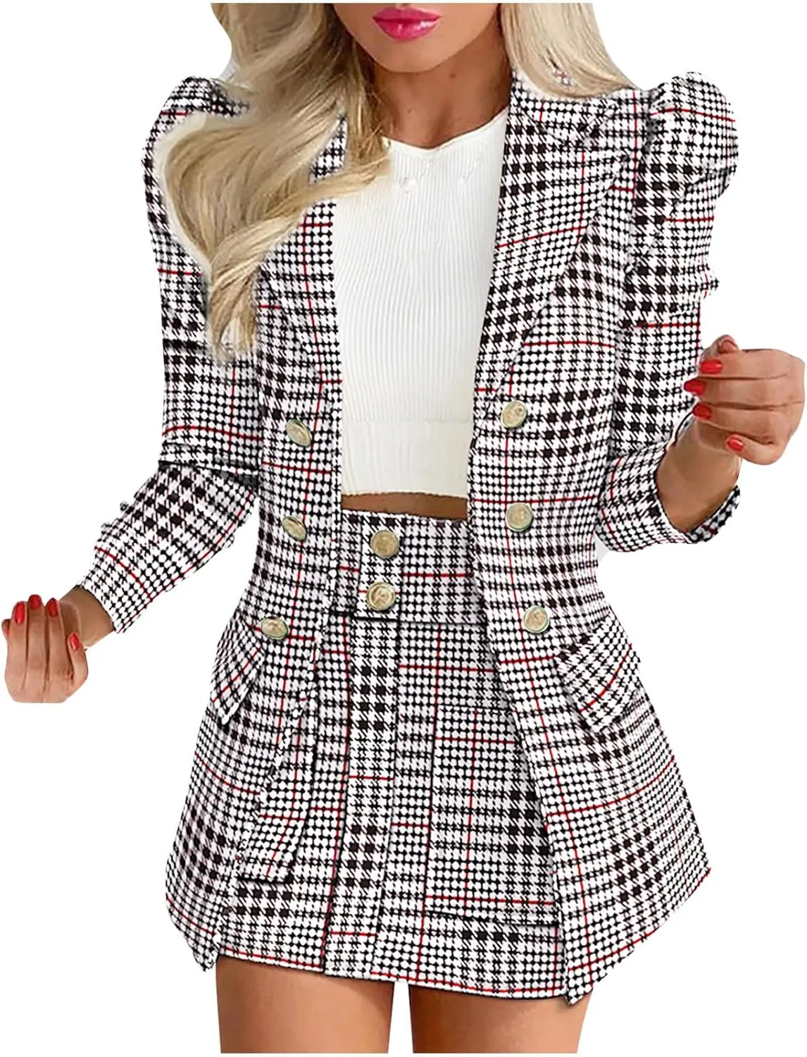 Fashion Business Casual Outfits for Ladies Solid Suits 3 Piece Set Slim Cardigan Blazer Jacket Matching Short Skirts