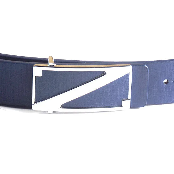 Fashionable Blue Belt with Silver Z Buckle