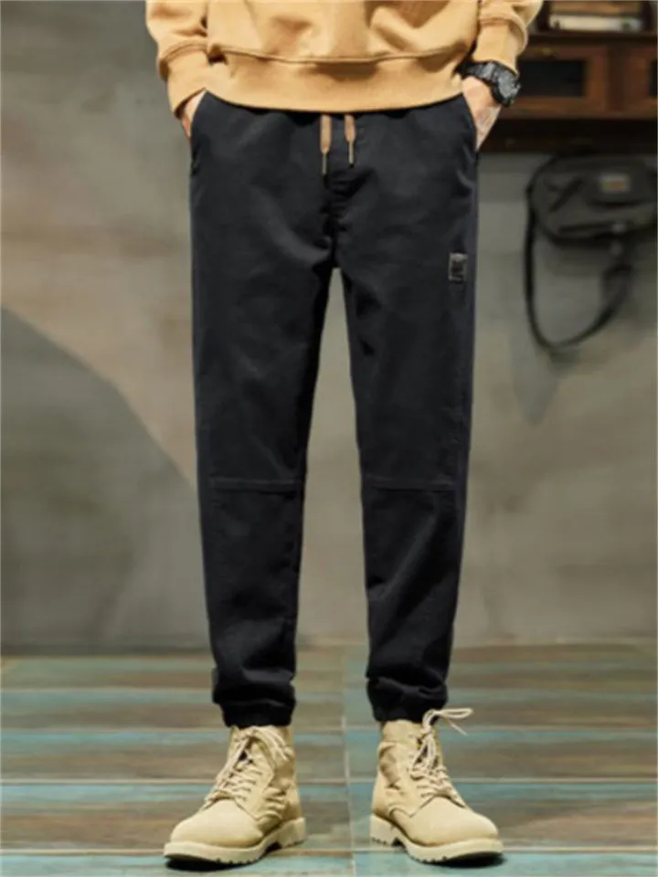 Fashionable Casual Loose Men's Solid Drawstring Pants