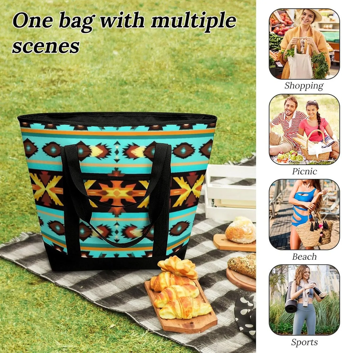 Fashionable Commuter Tote Bag Large Insulated Work Handbag