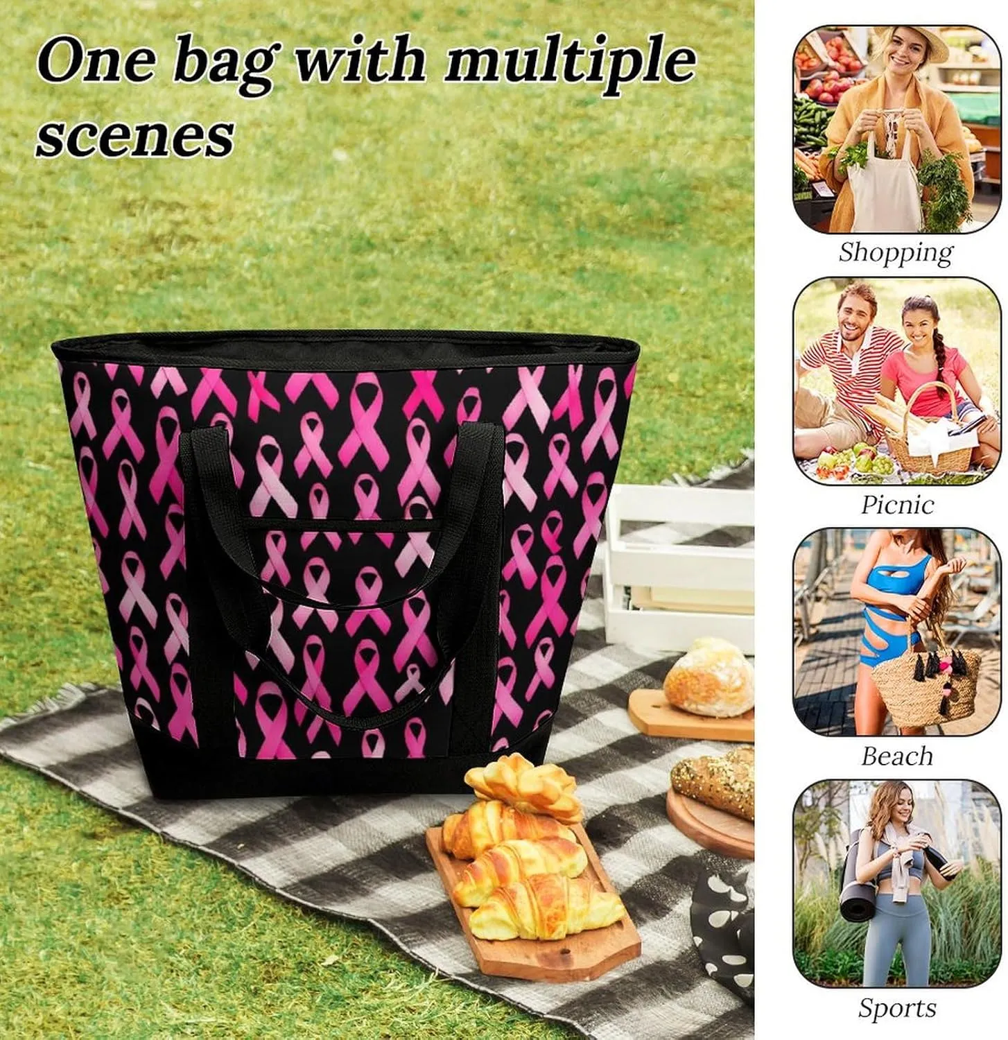 Fashionable Commuter Tote Bag Large Insulated Work Handbag
