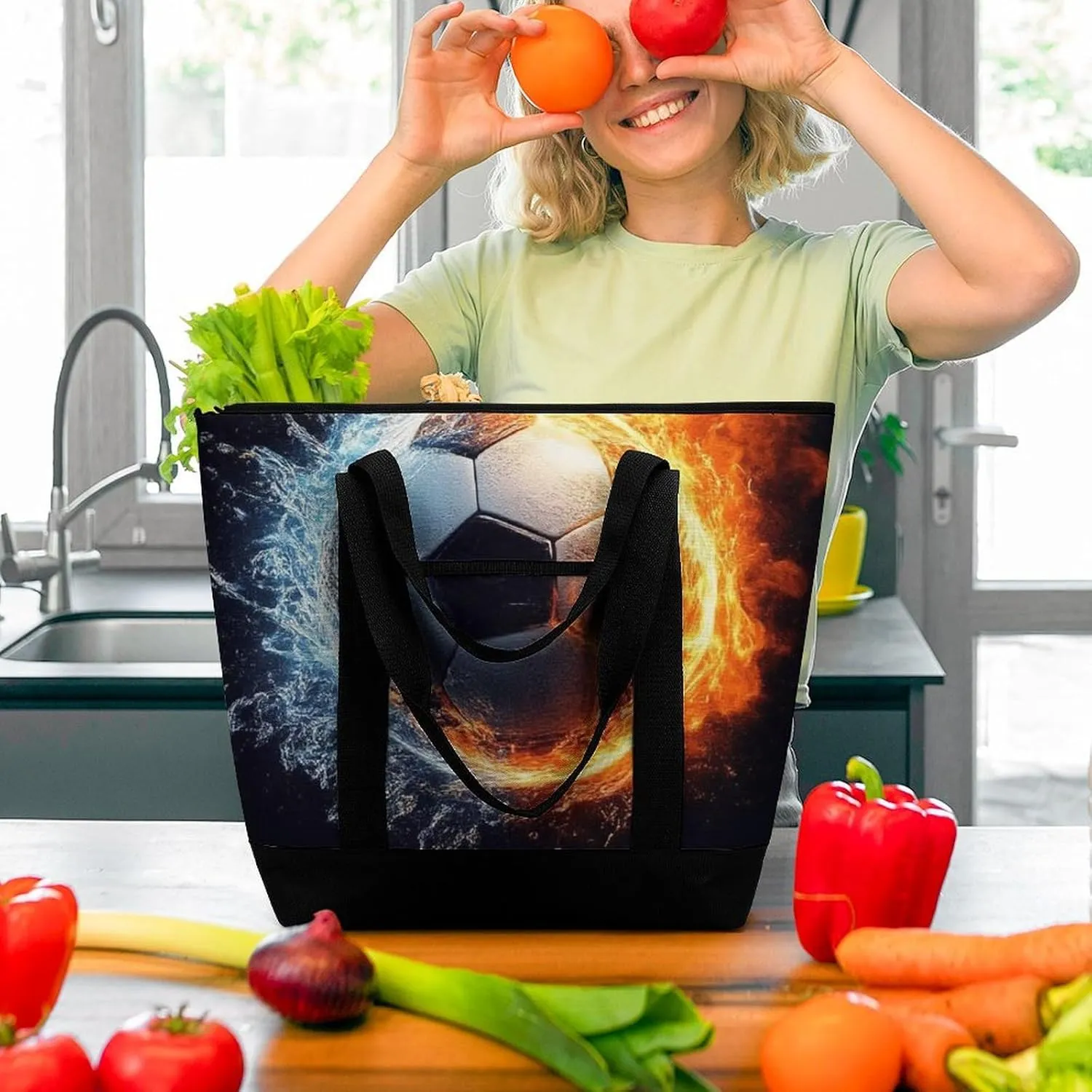Fashionable Commuter Tote Bag Large Insulated Work Handbag