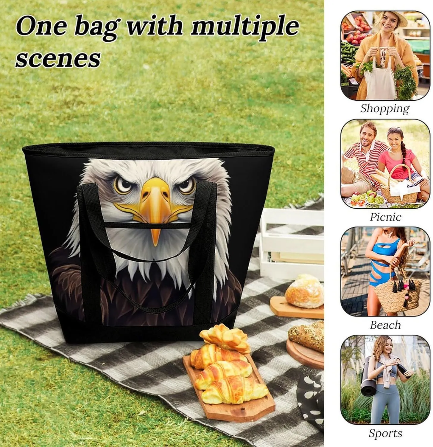 Fashionable Commuter Tote Bag Large Insulated Work Handbag