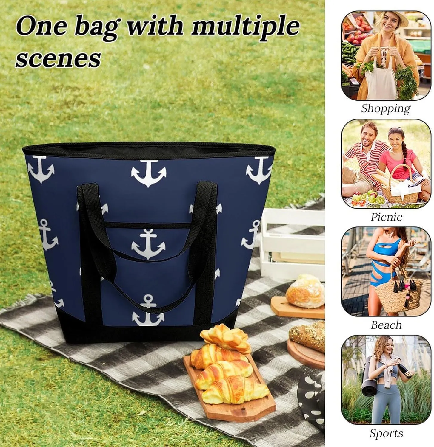 Fashionable Commuter Tote Bag Large Insulated Work Handbag