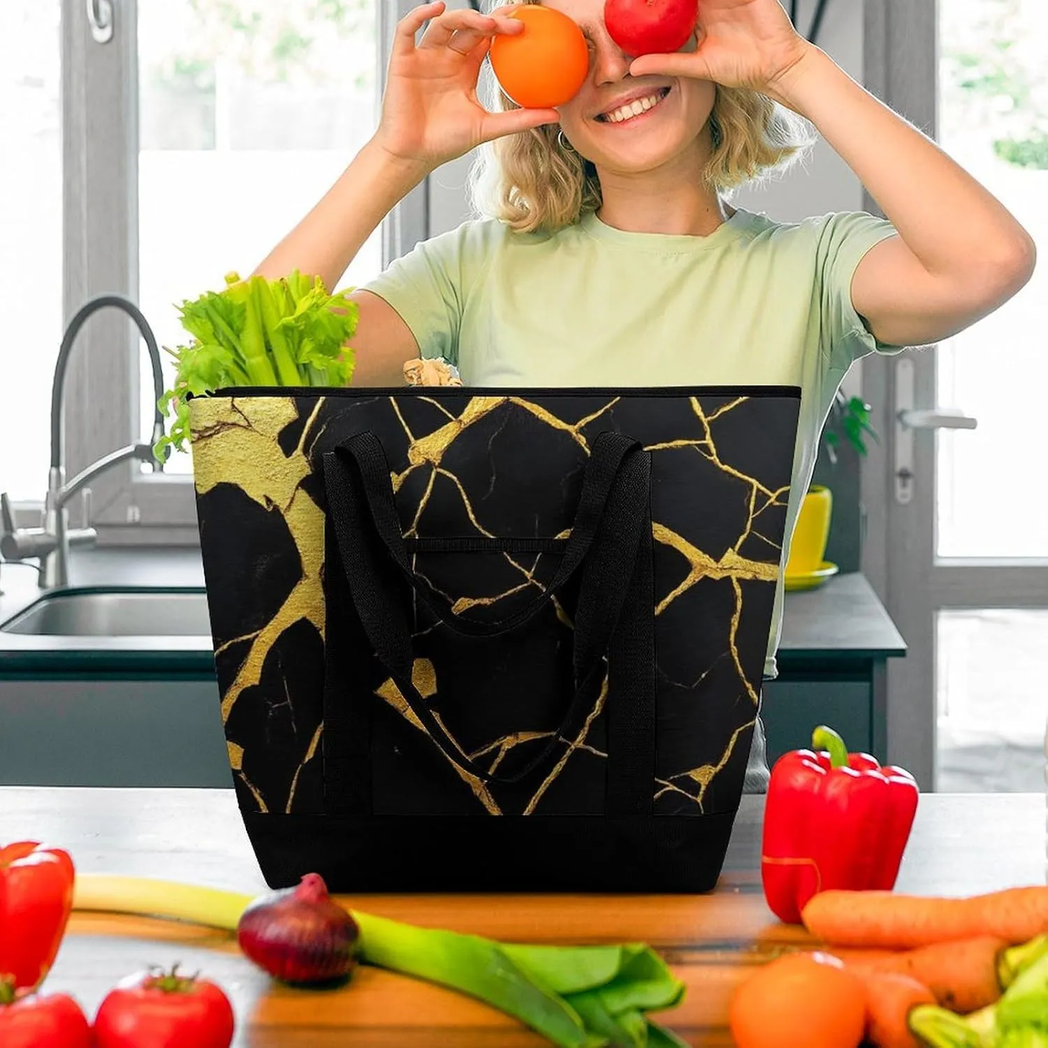 Fashionable Commuter Tote Bag Large Insulated Work Handbag