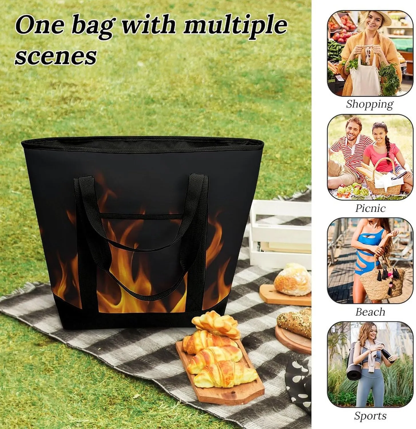 Fashionable Commuter Tote Bag Large Insulated Work Handbag