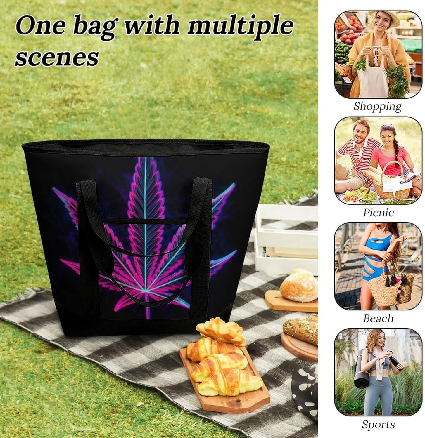 Fashionable Commuter Tote Bag Large Insulated Work Handbag