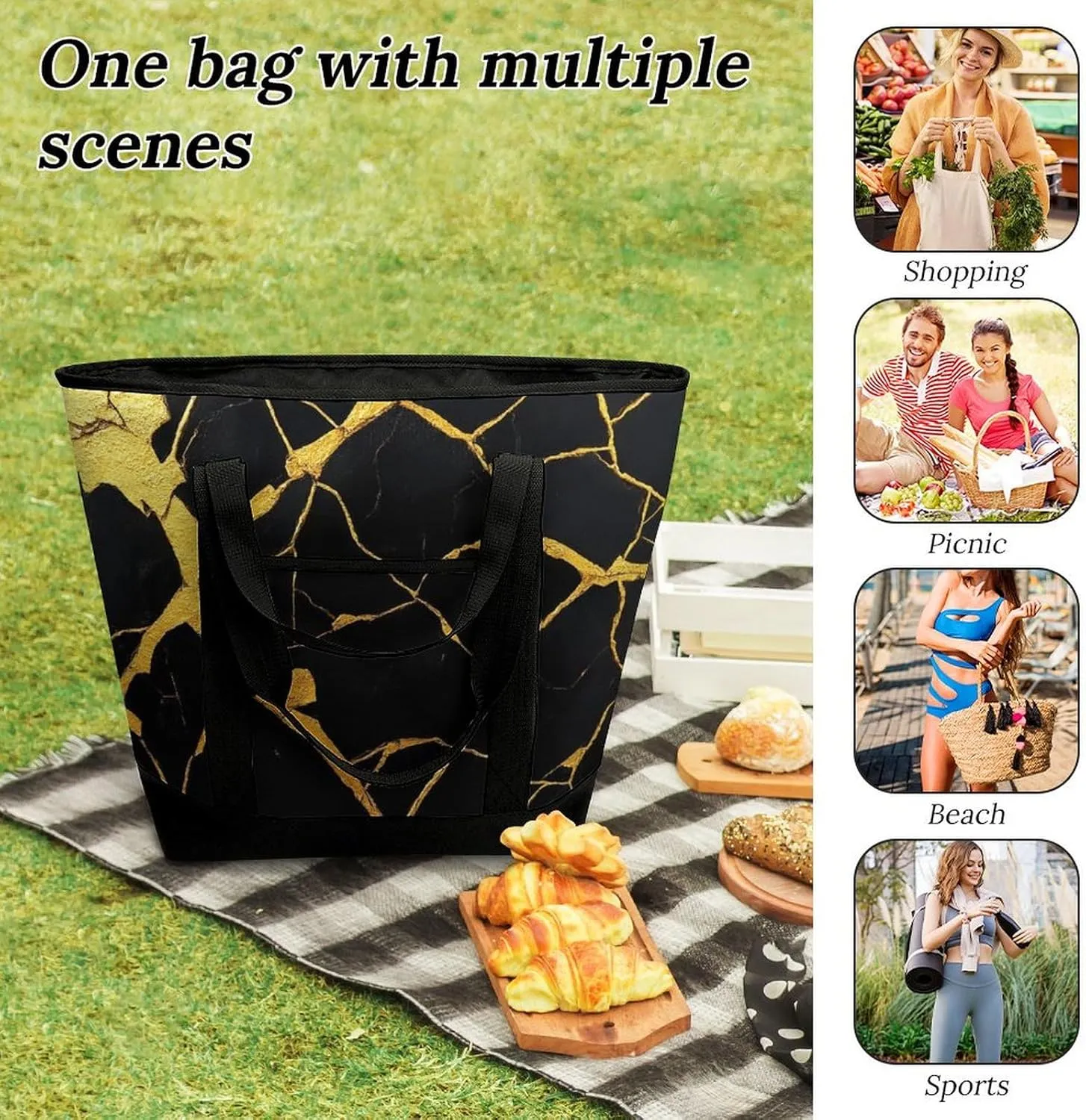 Fashionable Commuter Tote Bag Large Insulated Work Handbag