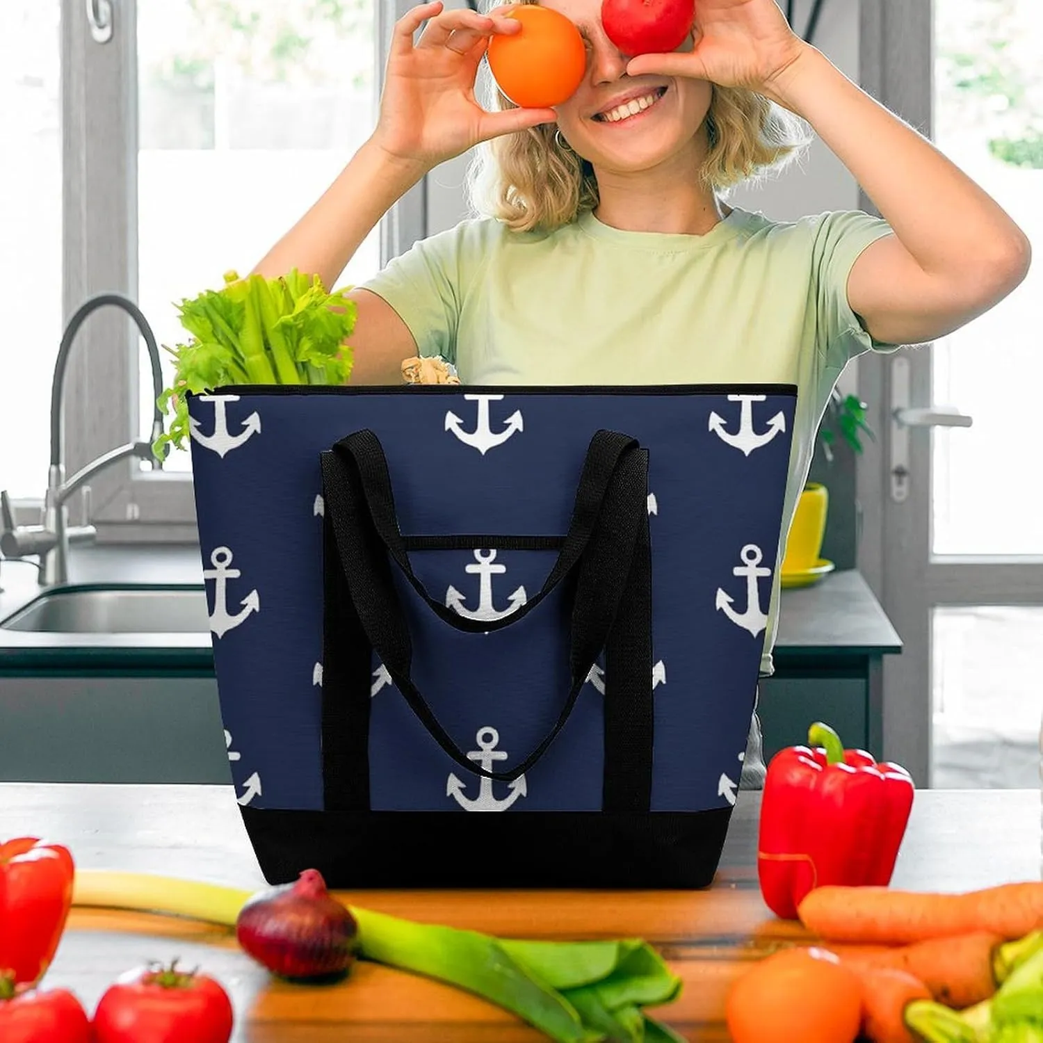 Fashionable Commuter Tote Bag Large Insulated Work Handbag