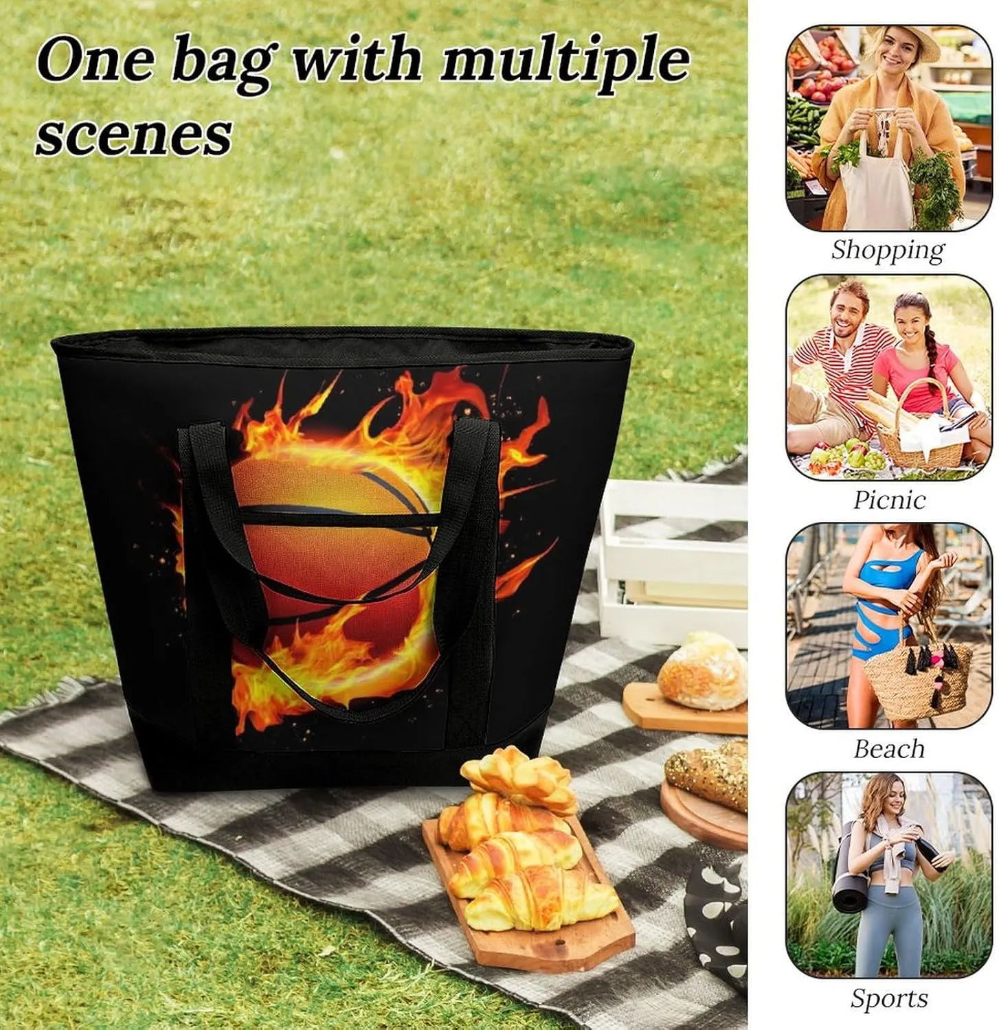 Fashionable Commuter Tote Bag Large Insulated Work Handbag