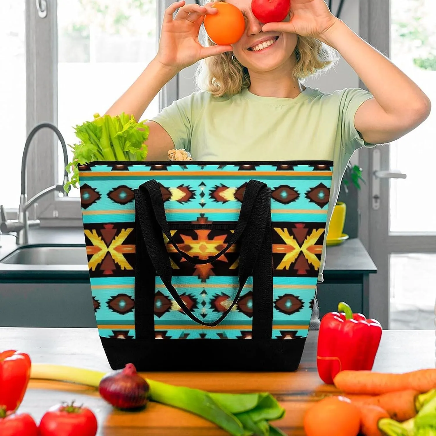 Fashionable Commuter Tote Bag Large Insulated Work Handbag