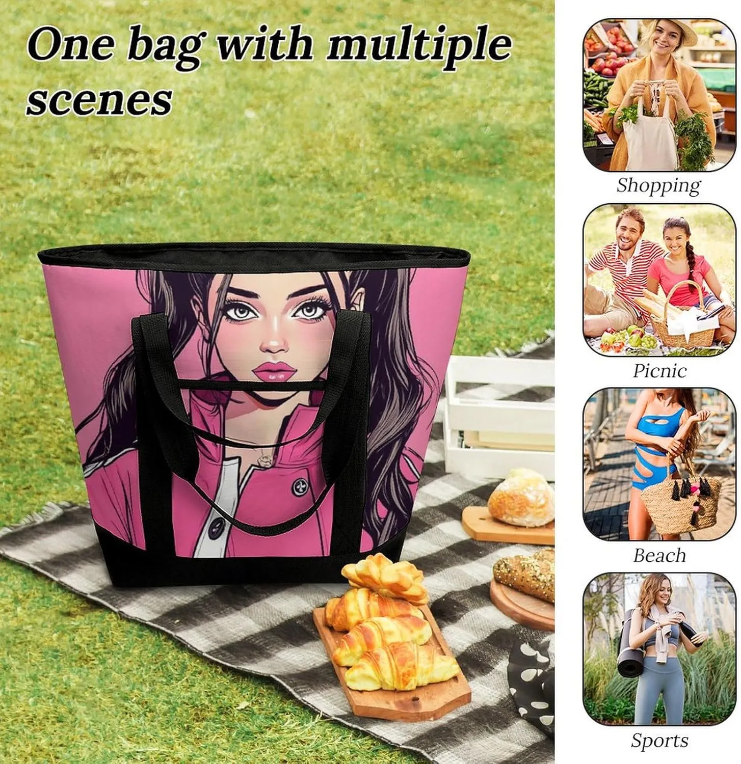 Fashionable Large Thermal Tote Bag Insulated Work/Commute Bag For Women & Men