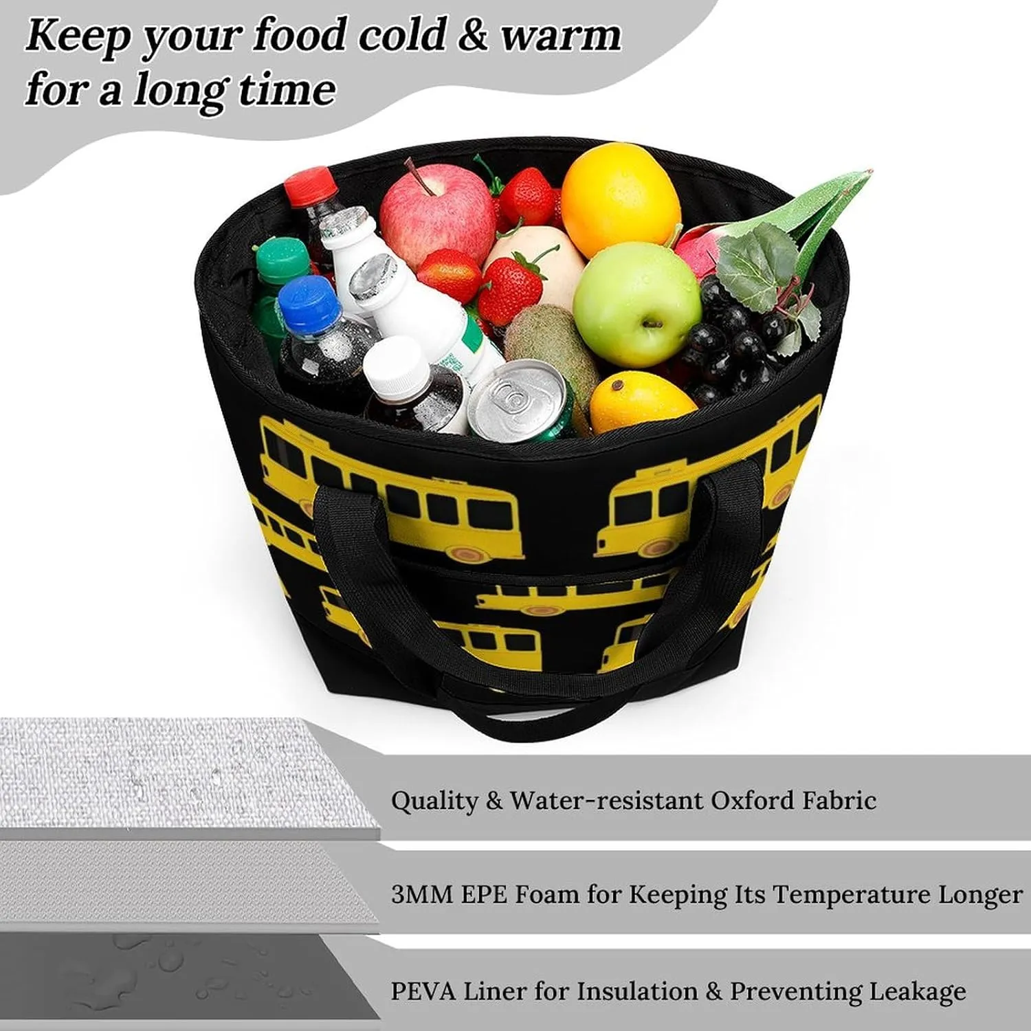 Fashionable Large Thermal Tote Bag Insulated Work/Commute Bag For Women & Men