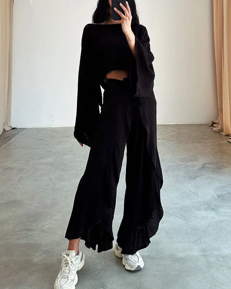 Fashionable Loose Top   Trousers Two-piece Suit