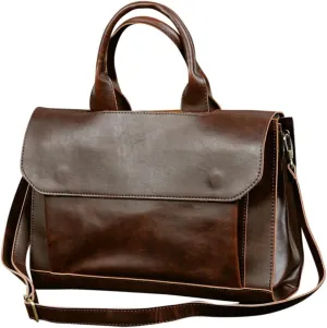 Fashionable Men's Handbag Business Bag Pu Leather Shoulder Bag Laptop Compartment