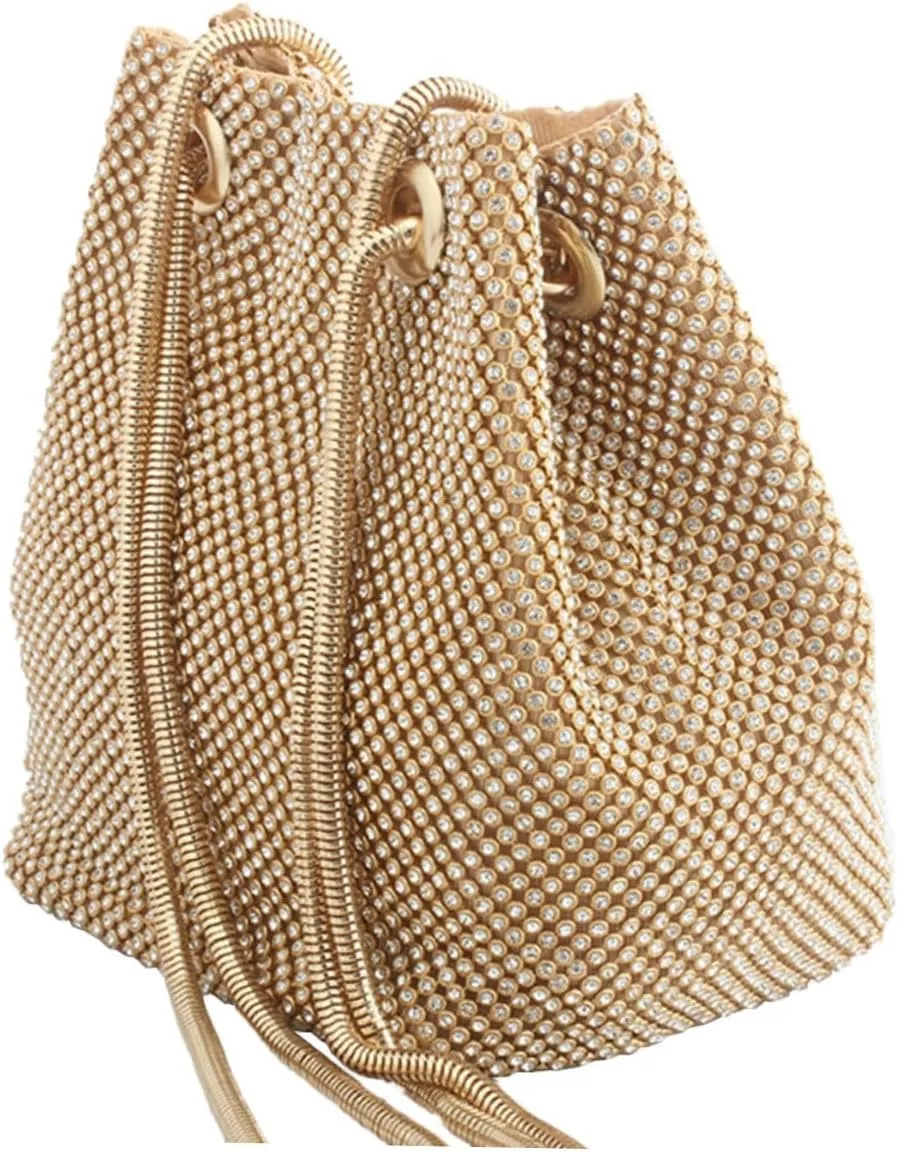 Fashionable Shoulder Bag Beige Clutch Purse Rhinestone Perfect for Wedding Evening
