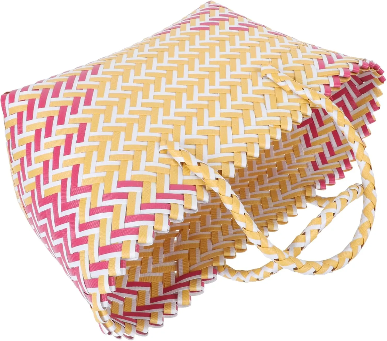 Fashionable Women's Handbag Plastic Quilted Bag Striped Casual Large Space Pink