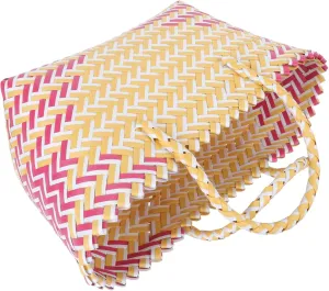 Fashionable Women's Handbag Plastic Quilted Bag Striped Casual Large Space Pink