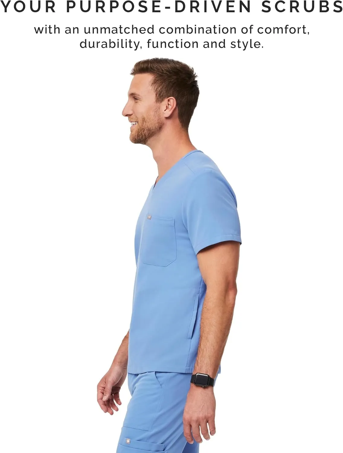 FIGS Chisec Scrub Top for Men  3 Pockets, Tailored Fit, Squared V-Neck, 4-Way Stretch, Moisture-Wicking Men's Scrubs