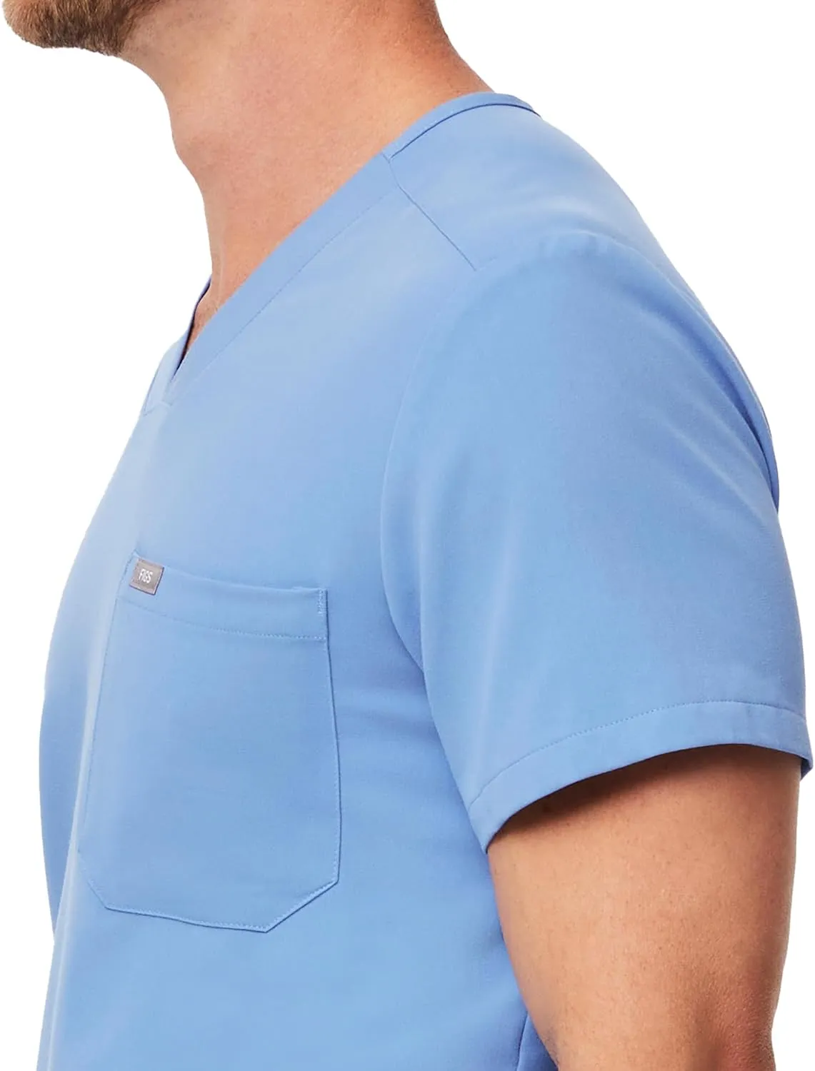 FIGS Chisec Scrub Top for Men  3 Pockets, Tailored Fit, Squared V-Neck, 4-Way Stretch, Moisture-Wicking Men's Scrubs