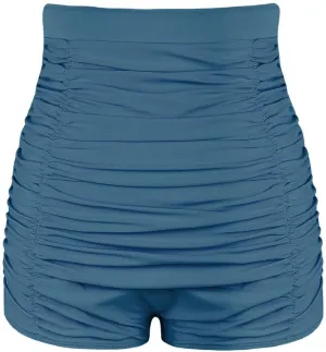Firpearl Women's High Waisted Bikini Bottom 50s Ruched Boyleg Swim Shorts Tummy Control Swimsuit Bottom
