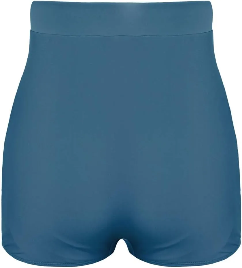 Firpearl Women's High Waisted Bikini Bottom 50s Ruched Boyleg Swim Shorts Tummy Control Swimsuit Bottom