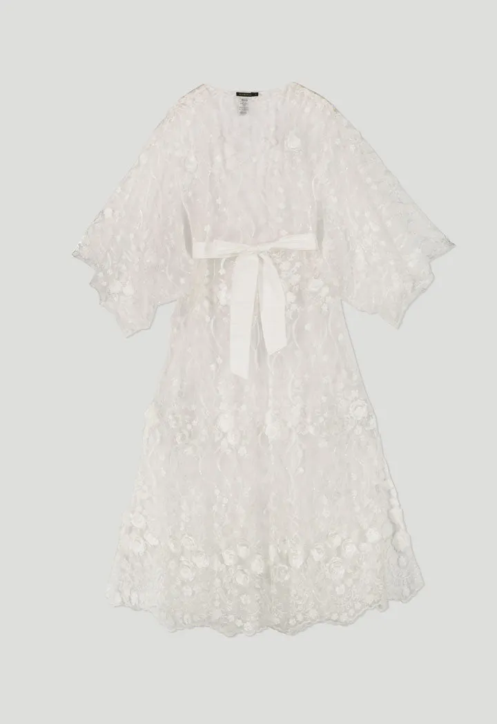 Floral Belted Tulle Outerwear