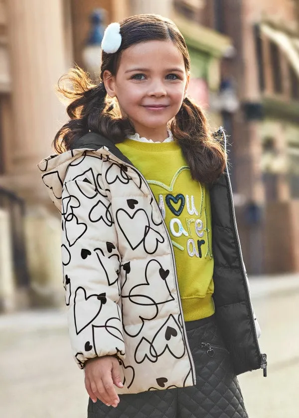 girls hearts reversible puffy coat