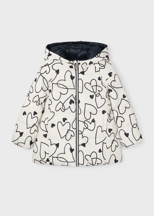 girls hearts reversible puffy coat