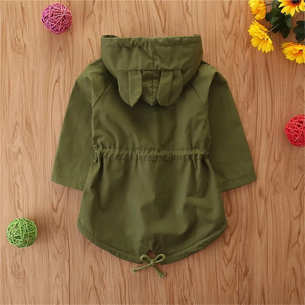 Girls Solid Hooded Long Sleeve Coats Wholesale Kids Boutique Clothing
