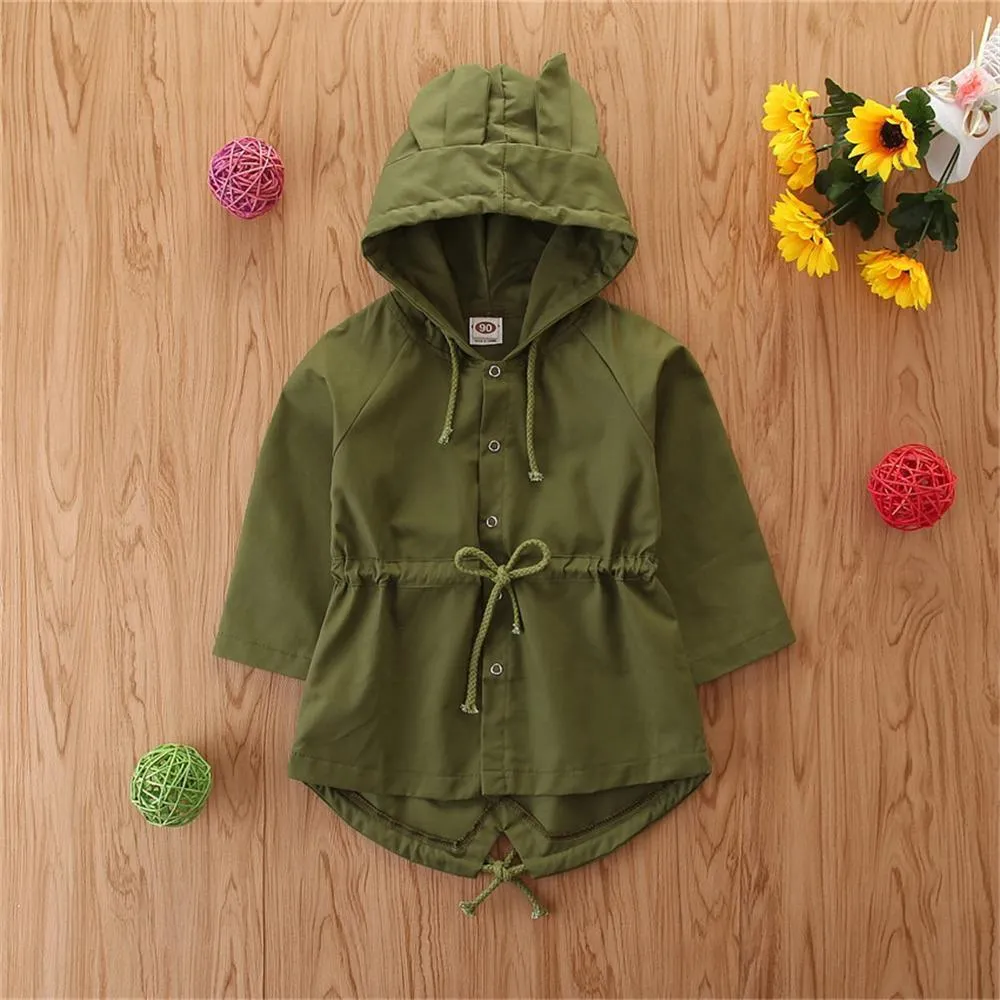 Girls Solid Hooded Long Sleeve Coats Wholesale Kids Boutique Clothing