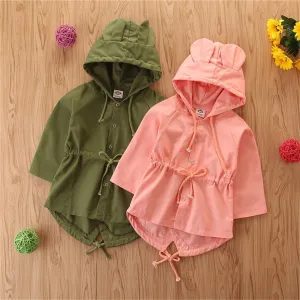 Girls Solid Hooded Long Sleeve Coats Wholesale Kids Boutique Clothing