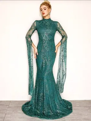Glitter Detailed Prom Dress