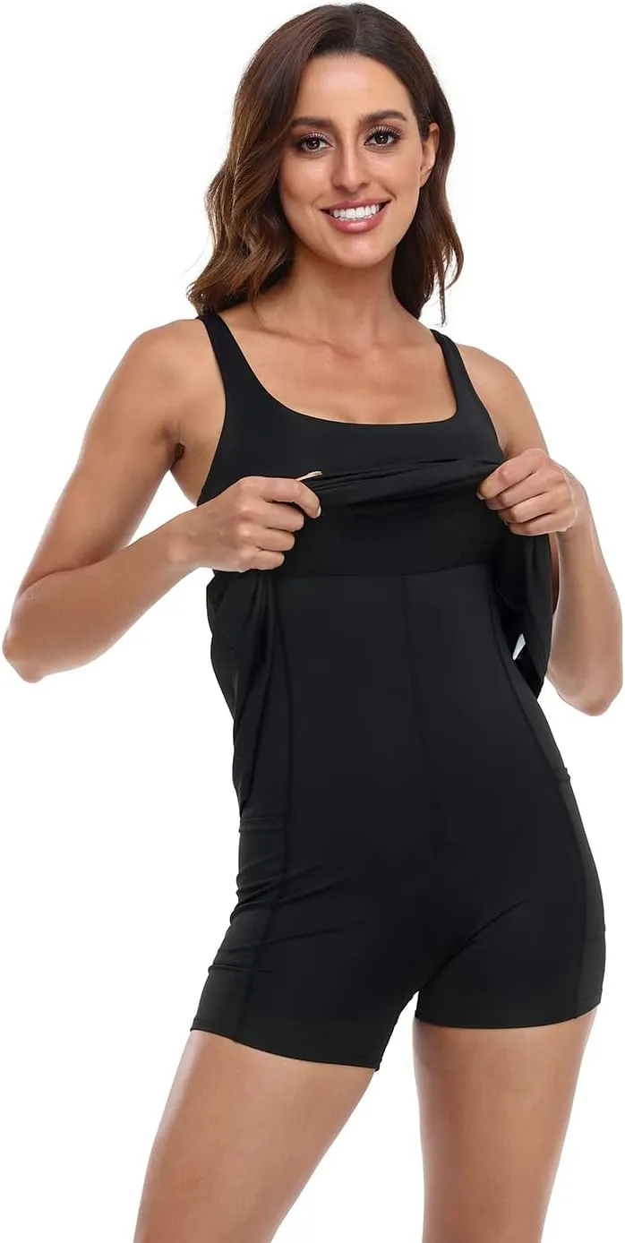 HDE Womens Exercise Workout Dress with Built-in Shorts Sleeveless Athletic Dresses for Golf Tennis