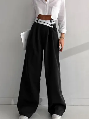 Heidi-Mode | Kontrastbund Weite Beinform Kleid Hose
