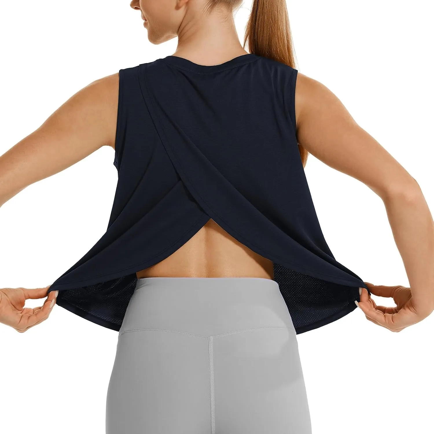 HODOSPORTS Workout Tops for Women UPF 50  Open Back Sleeveless Tank Tops Quick Dry Athletic Gym Yoga Shirts Loose Fit