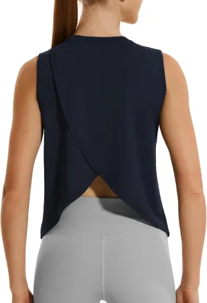 HODOSPORTS Workout Tops for Women UPF 50  Open Back Sleeveless Tank Tops Quick Dry Athletic Gym Yoga Shirts Loose Fit