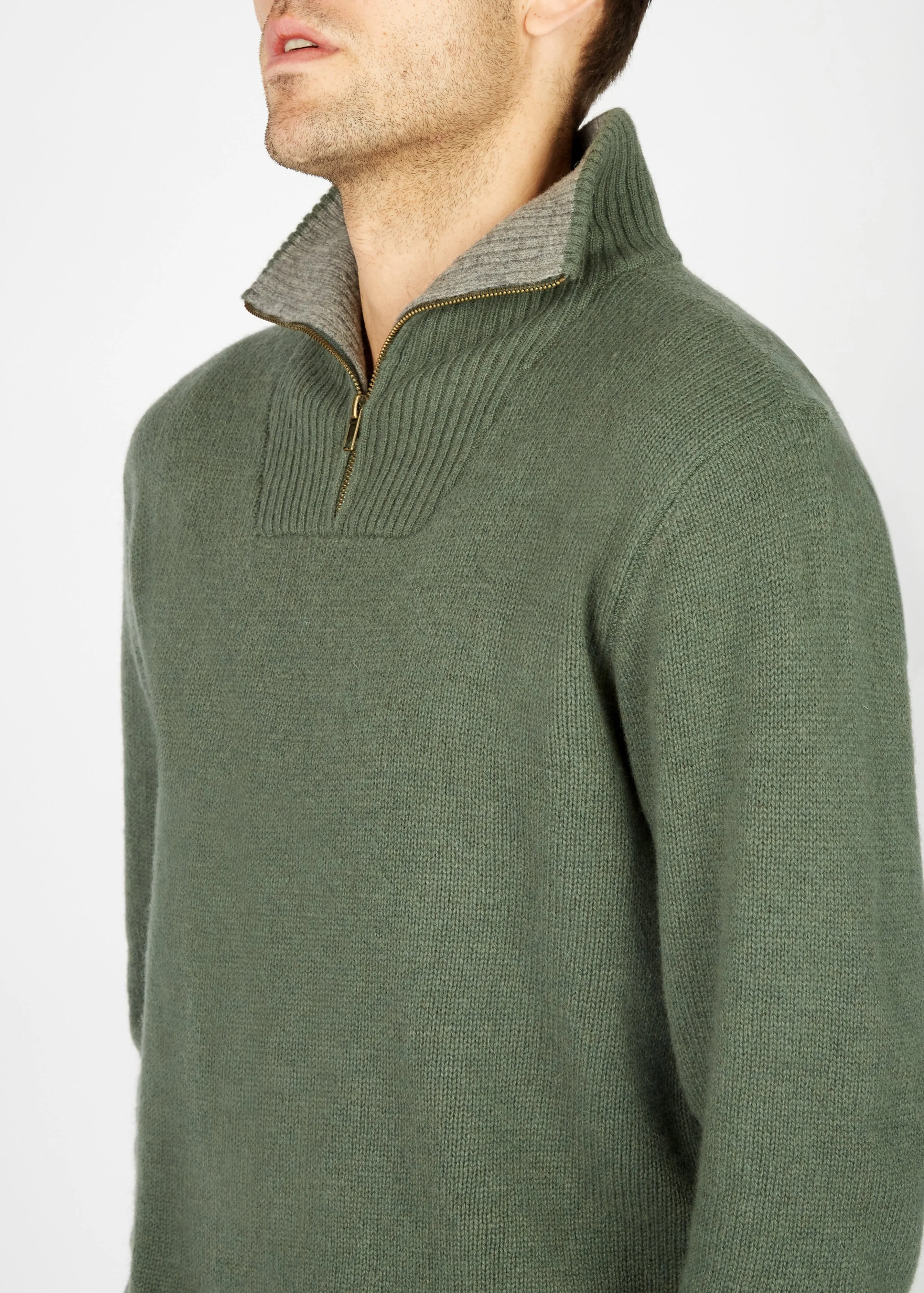 IrelandsEye Men's Zip Sweater | Duck Green