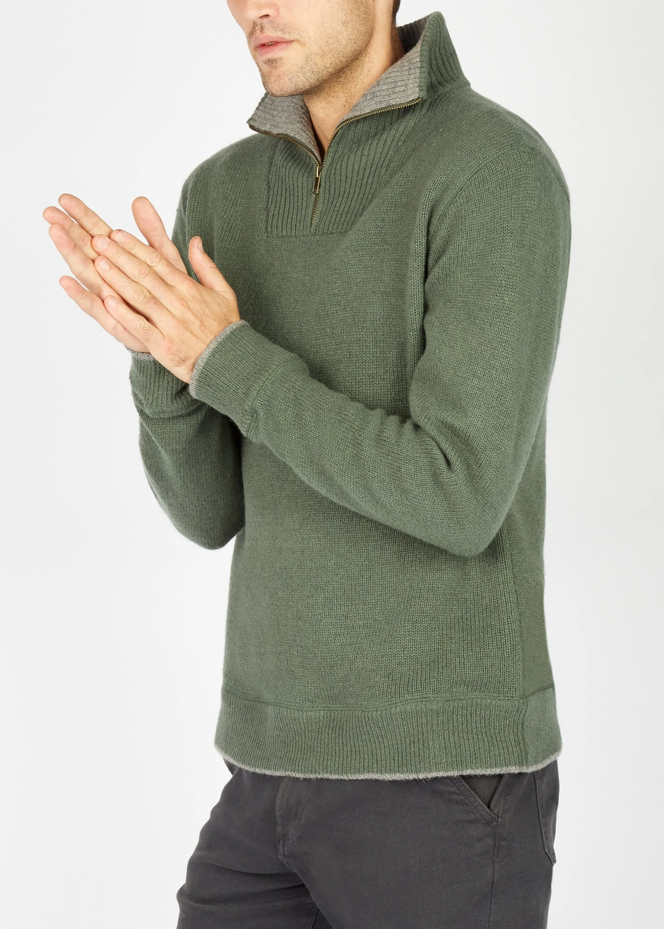 IrelandsEye Men's Zip Sweater | Duck Green