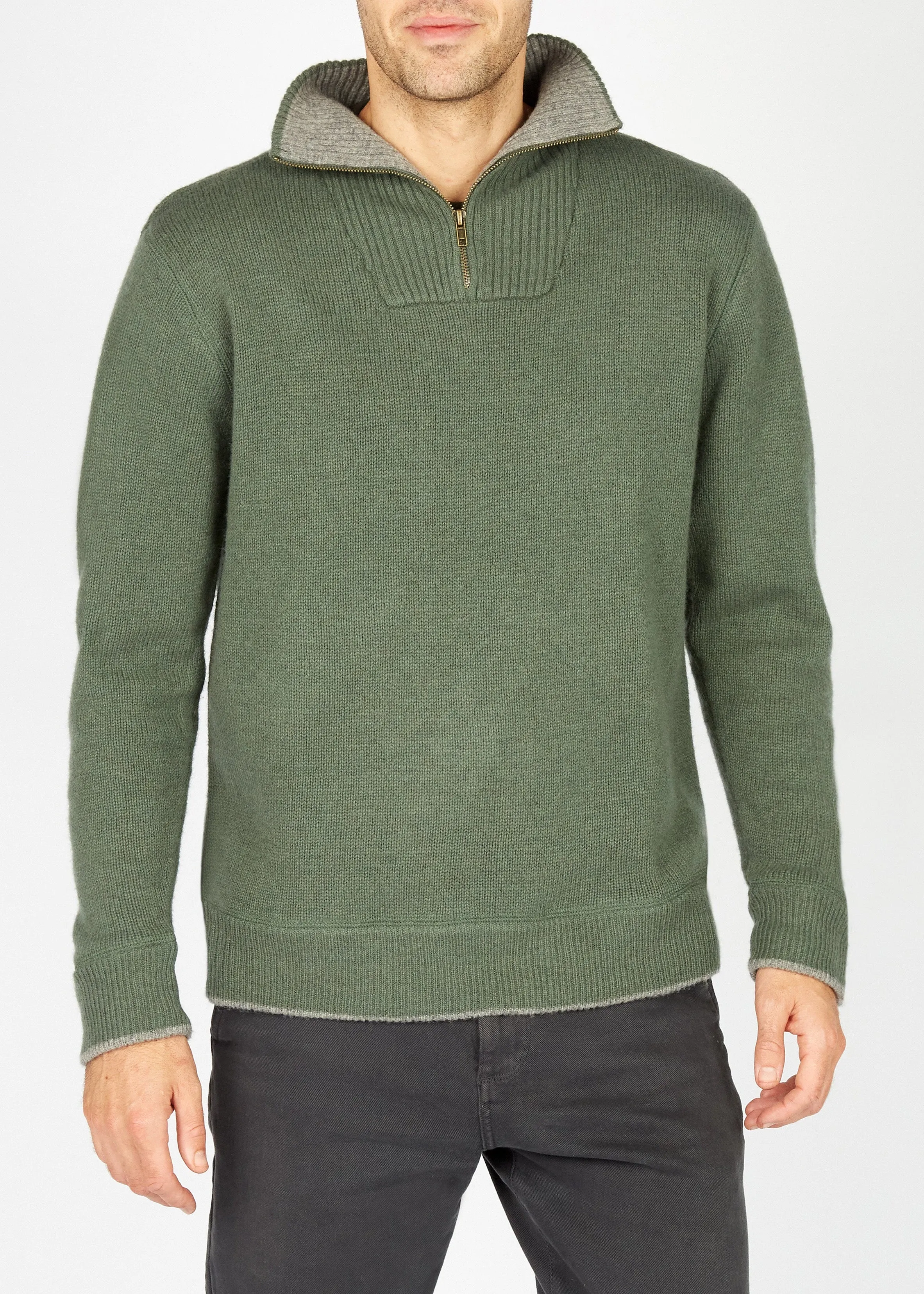 IrelandsEye Men's Zip Sweater | Duck Green