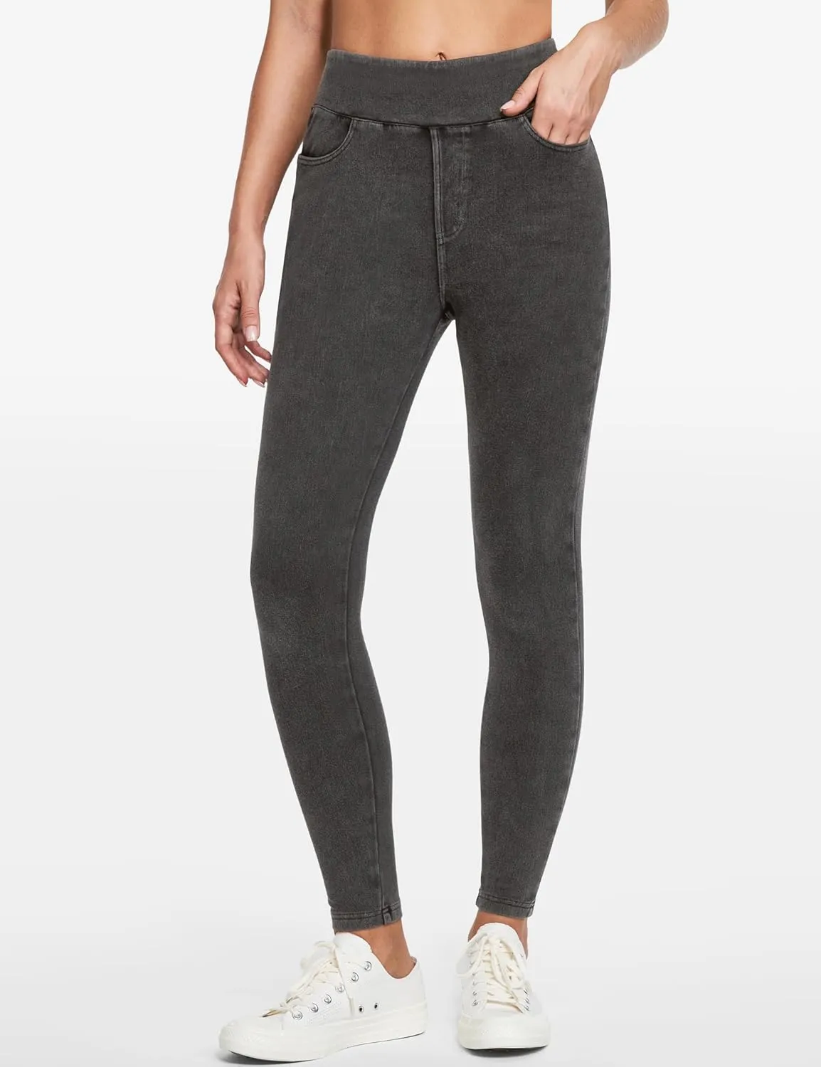 IUGA Jeggings for Women Tummy Control Stretchy High Waisted Jeans Pull on Skinny Jean Leggings with Pockets Trendy Casual