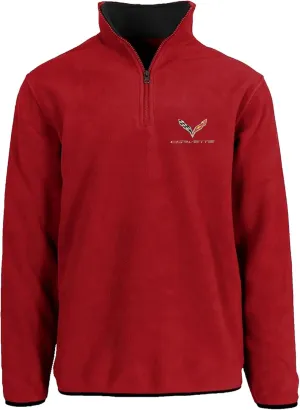 JH Design Mens Chevy Corvette C7 Quarter Zip Fleece Sweatshirt 3 Colors