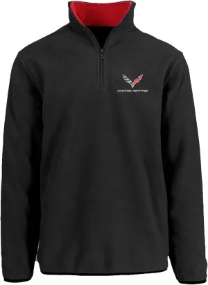 JH Design Mens Chevy Corvette C7 Quarter Zip Fleece Sweatshirt 3 Colors